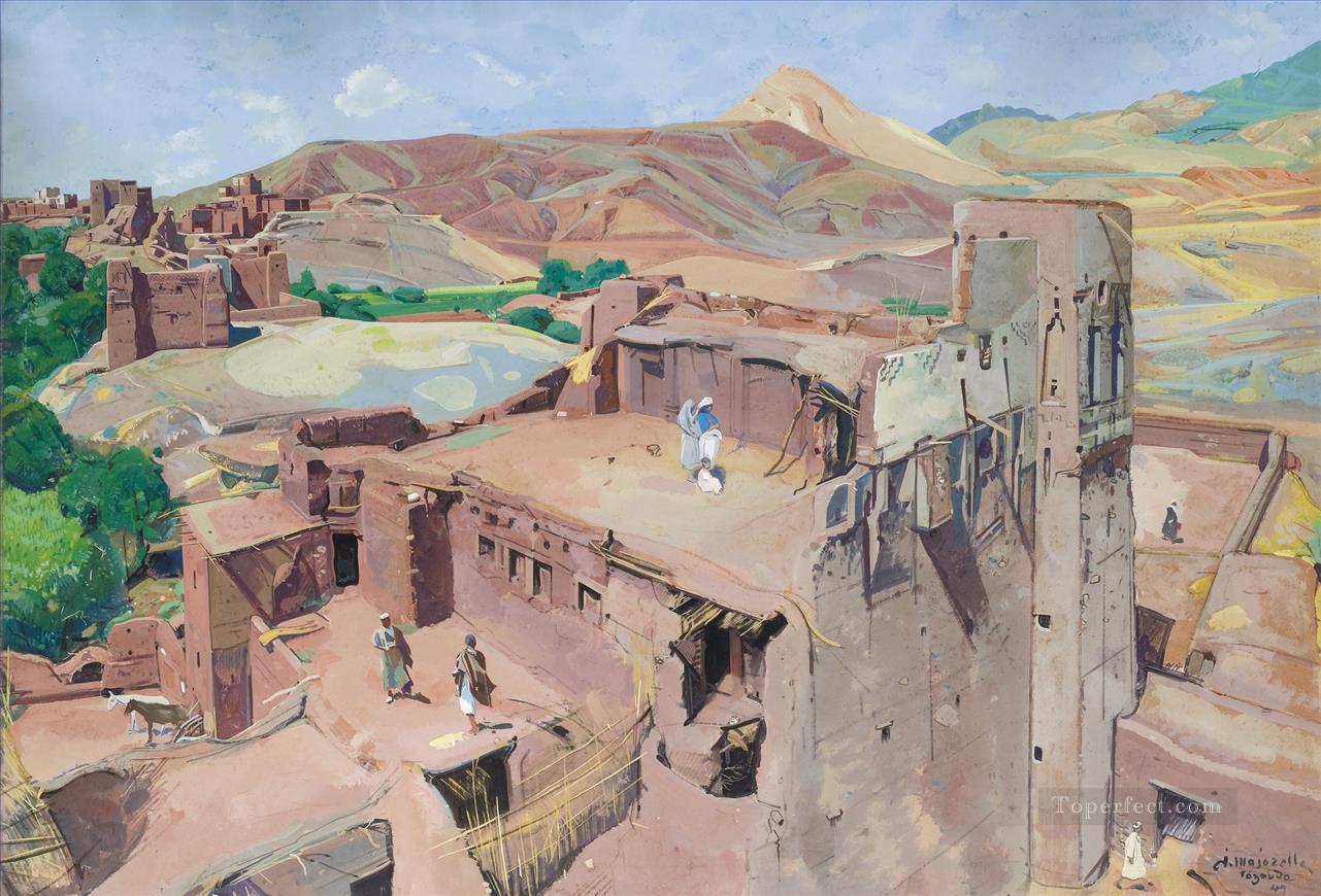 Sur les Terrasses de Tazouda Jacques Majorelle Orientalist Modernist Araber Oil Paintings